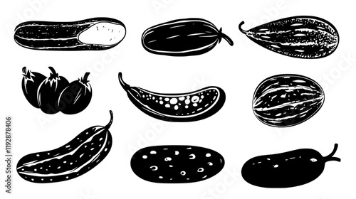 Collection of Cucumber, food vector art