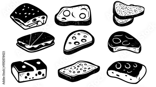 Collection of Croque Monsieur, food vector art