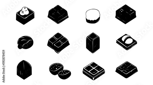 Collection of Dark chocolate, food vector art