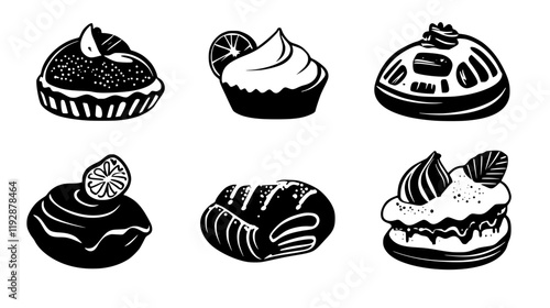 Collection of Danish pastry, food vector art