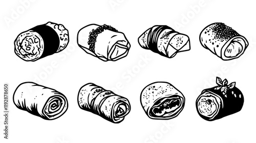 Collection of Egg Rolls, food vector art