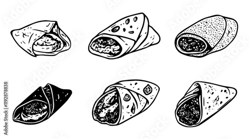 Collection of Falafel Wraps, food vector art