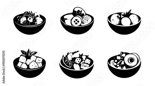 Collection of Greek Salad icons, Greek Salad vectorized seamless pattern