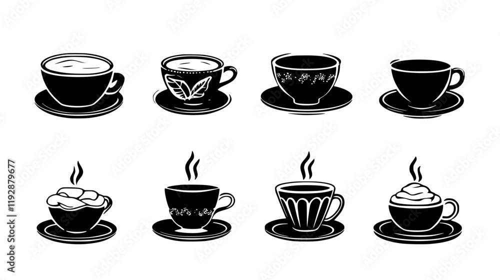 Collection of Hot chocolate continuous icon pattern, Hot chocolate vectorized artwork Collection of Hot chocolate continuous icon pattern, Hot chocolate vectorized artwork