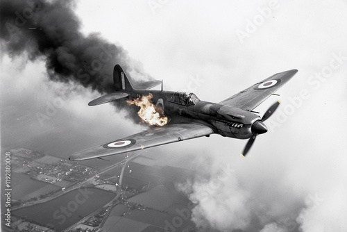 Historic World War II fighter plane caught in action above clouds photo