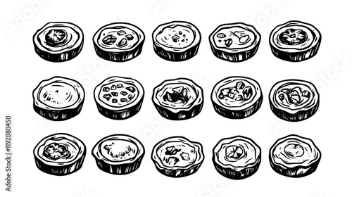Collection of Mini Quiches, food vector art