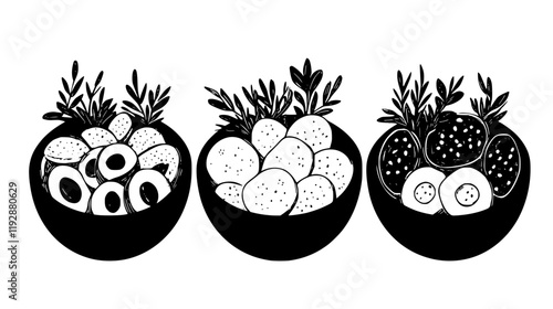 Collection of Nicoise Salad, food vector art