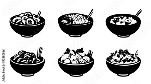 Collection of Orzo Salad continuous icon pattern, Orzo Salad vectorized artwork