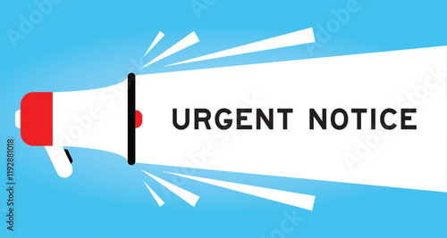 Color megaphone icon with word urgent notice in white banner on blue background
