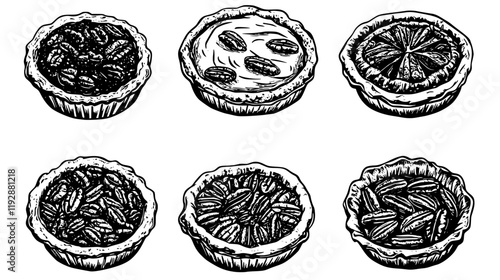 Pecan pie tiled design, Pecan pie repeating background illustration