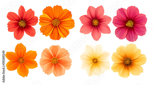 White cosmos flower isolated on a white background with vibrant petals and natural beauty