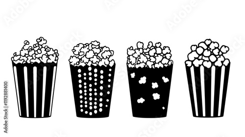 Collection of Popcorn continuous icon pattern, Popcorn vectorized artwork