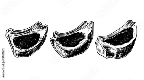 Collection of Pork chops icons, Pork chops vectorized seamless pattern