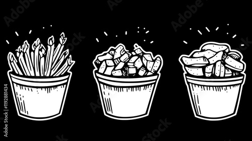 Collection of Poutine continuous icon pattern, Poutine vectorized artwork