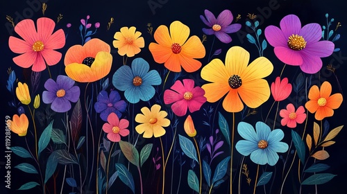 A Vibrant Floral Explosion: A Colorful Bouquet of Flowers in a Stunning Artistic Design photo