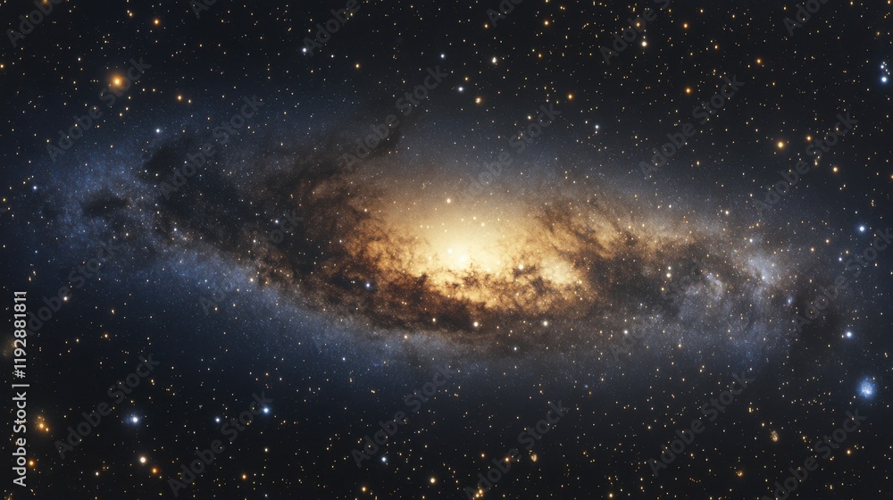 Fototapeta premium Cosmic swirl of a galaxy, ablaze with starlight.