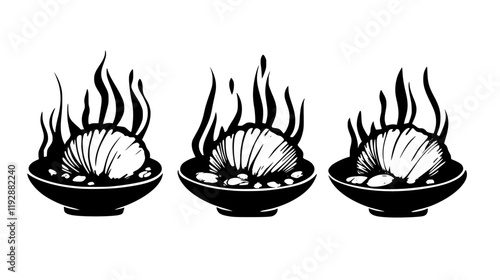 Seared Scallops tiled design, Seared Scallops repeating background illustration
