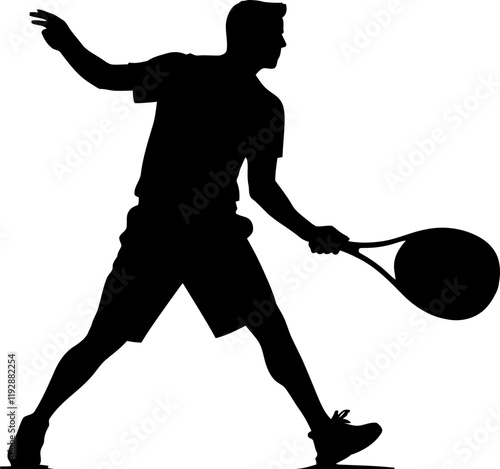Tennis player pose silhouette