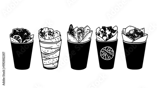 Shawarma tiled design, Shawarma repeating background illustration