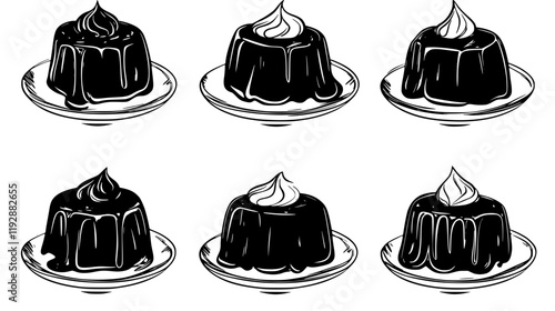 Collection of Sticky toffee pudding, food vector art