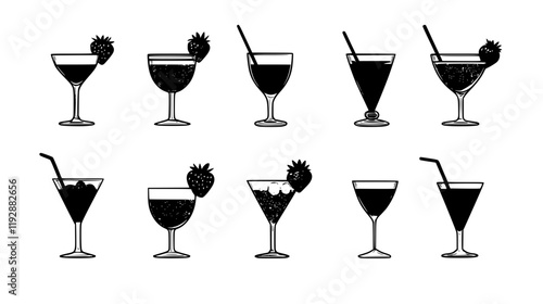 Collection of Strawberry Daiquiri, drink vector art