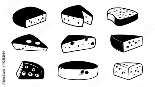 Collection of Taleggio, food vector art
