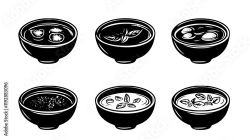 Collection of Tomato Basil Soup Shooters, food vector art