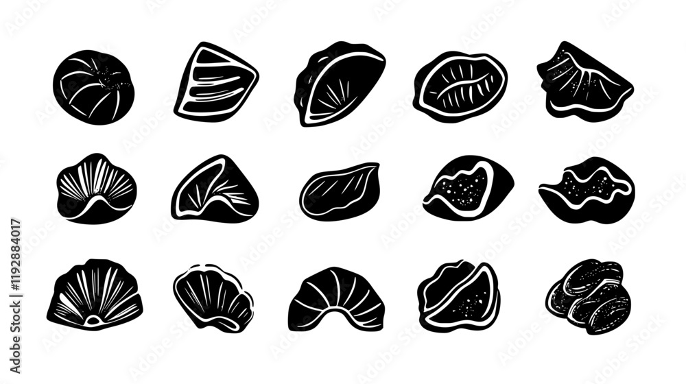 Collection of Agnolotti, vectorized food design Collection of Agnolotti, vectorized food design