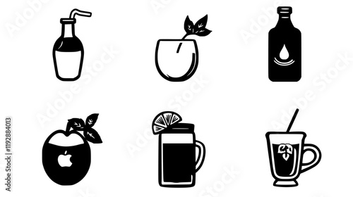 Collection of Apple Cider, vectorized drink design