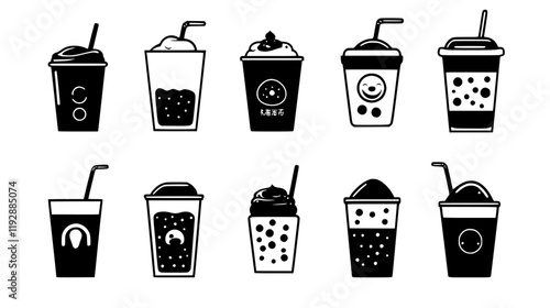 Collection of Bubble tea, vectorized drink design