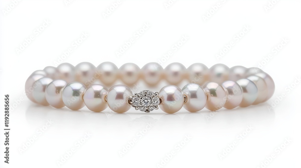 Obraz premium Elegant pearl bracelet display jewelry store product photography bright environment close-up view luxury concept