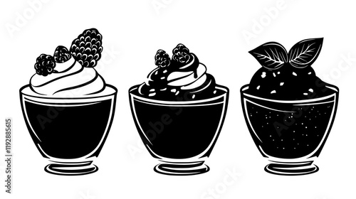 Collection of Chocolate mousse icons, Chocolate mousse vectorized seamless pattern