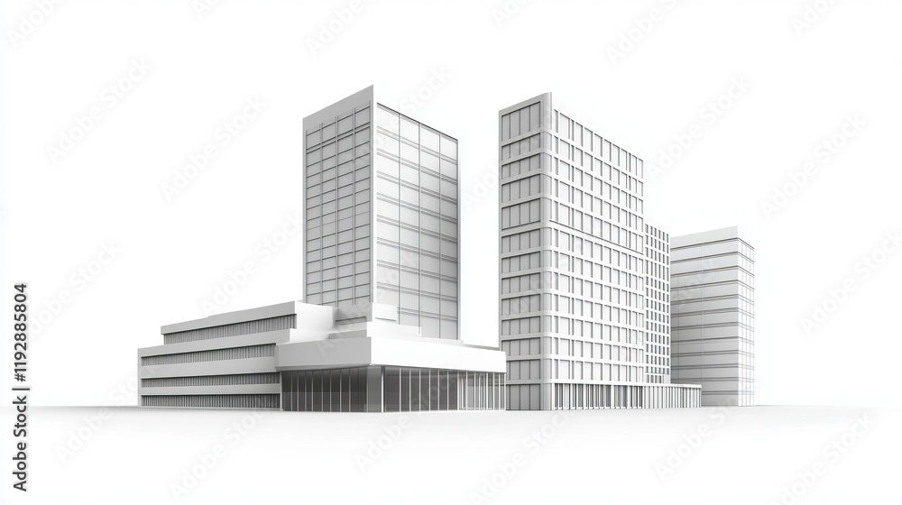 Monochromatic Cityscape: Architectural Renderings of Modern Structures Monochromatic Cityscape: Architectural Renderings of Modern Structures