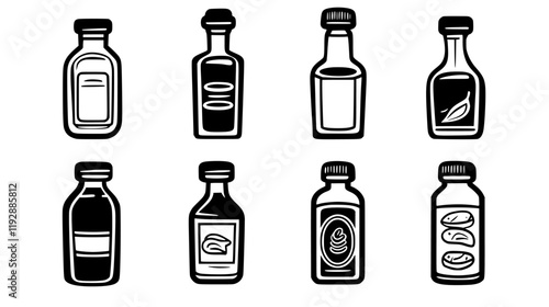 Condiments tiled design, Condiments repeating background illustration