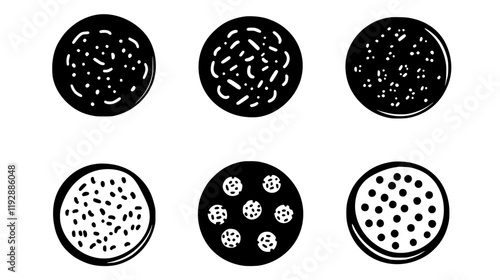 Collection of Crumpet icons, Crumpet vectorized seamless pattern