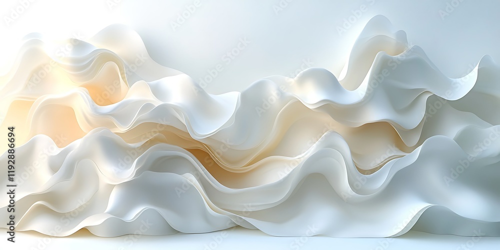 Fototapeta premium Abstract white waves, flowing fabric texture, elegant background, website design