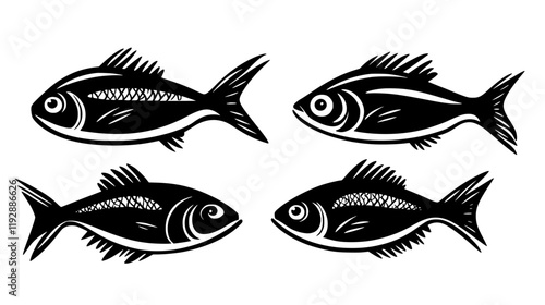 Fried fish tiled design, Fried fish repeating background illustration