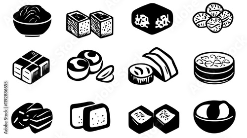 Fried tofu tiled design, Fried tofu repeating background illustration