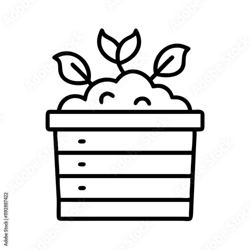 compost bin icon, compost bin line art - simple line art of compost bin, perfect for compost bin logos and icons and themed design