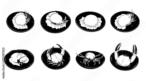 Collection of Lobster Ravioli, vectorized food design