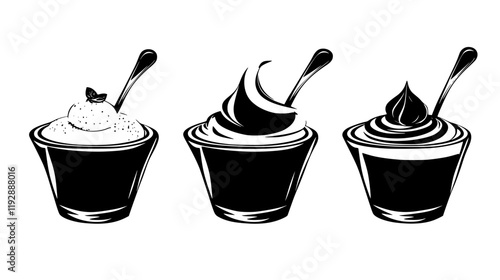Collection of Mousse au Chocolat, vectorized food design