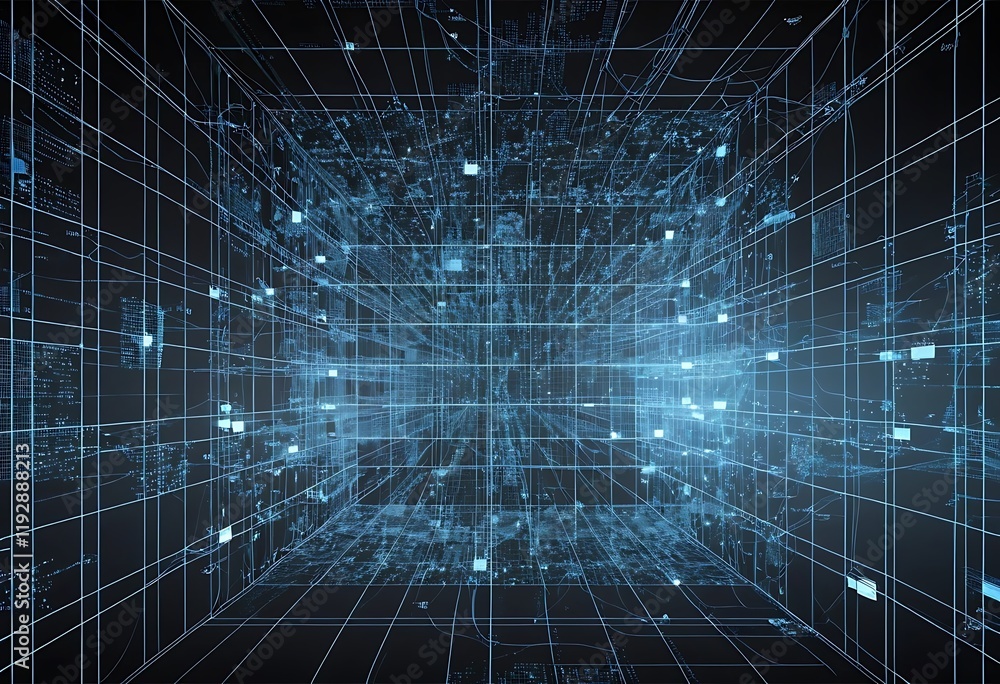Abstract Digital Space Grid Network Visualization Abstract Digital Space Grid Network Visualization