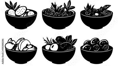 Collection of Nicoise Salad, vectorized food design