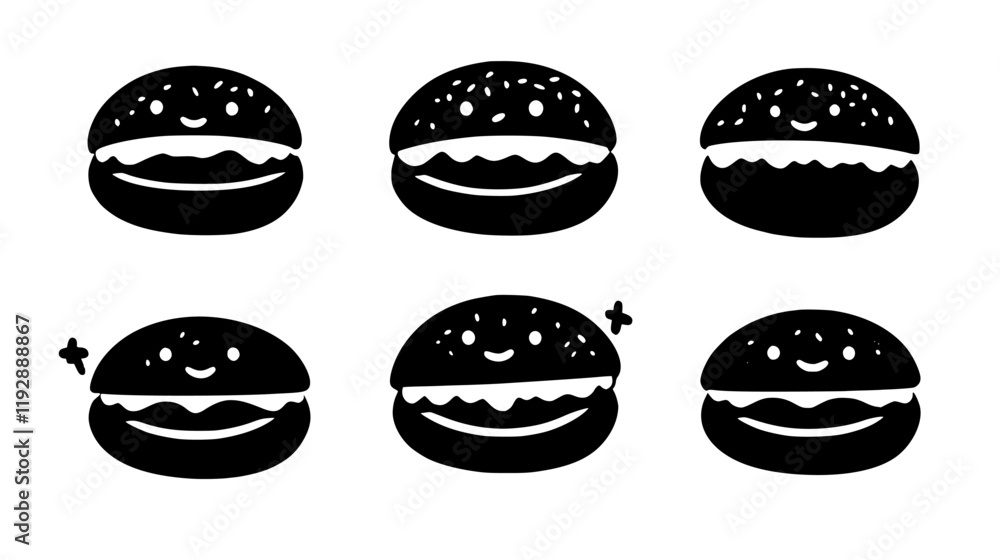 Collection of Pork Belly Bao, vectorized food design