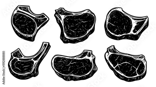 Collection of Pork chops, vectorized food design