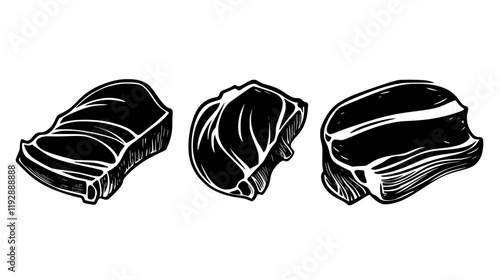 Collection of Pork Belly, vectorized food design