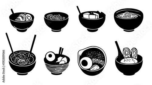 Collection of Ramen Degustation, vectorized food design