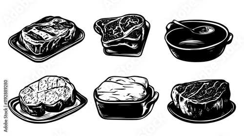 Collection of Roast beef, vectorized food design