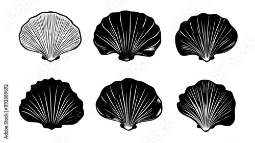 Collection of Seared Scallops continuous icon pattern, Seared Scallops vectorized artwork