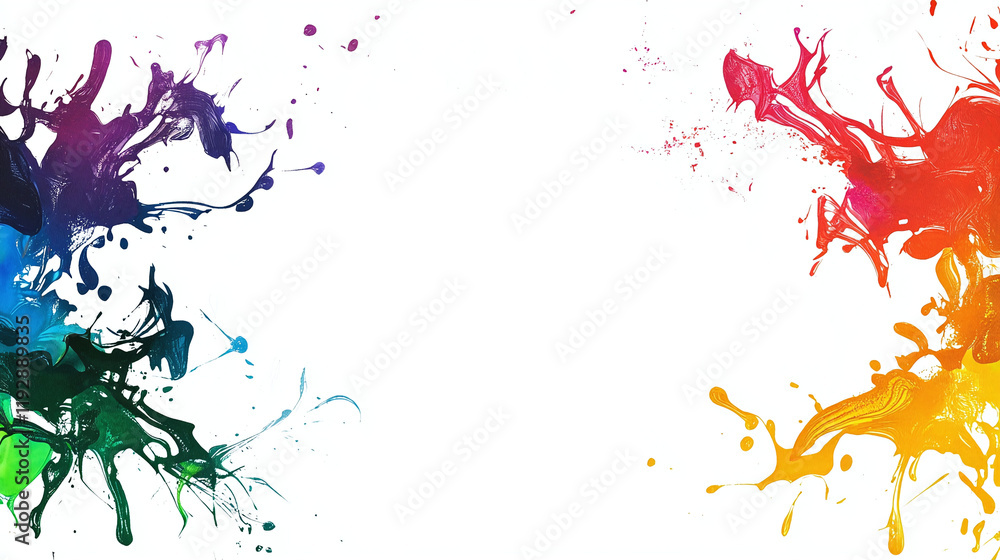 Naklejka premium Rainbow abstract tech border with white empty background.